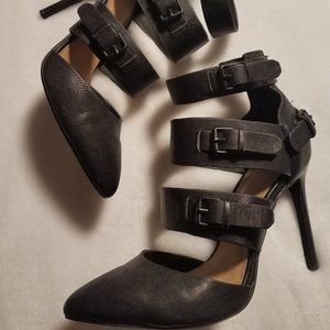 Joe's Jeans Black Leather Strappy Heels